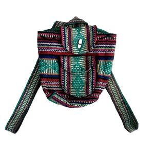 Artesanias Pinzon Backpack Bag Multicolor Boho Woven Baja Travel Vacation Mexico